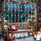 JMEXSUSS 300LED Red White and Green Christmas Curtain Lights with Remote, Indoor Christmas String Lights Plug in, Hanging Twinkle Lights for Bedroom Window Wall Yard Outdoor Xmas Decor, 9.8x9.8ft