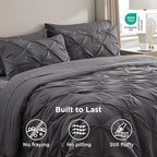 Bedsure California King Comforter Set - Bed in a Bag Cal King Bedding Set 7 PCS, GentleSoft™ Pintuck Bed Set Gift for Family, Pinch Pleat Dark Grey Comforter with Sheets, Pillowcases & Shams