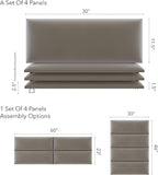 Vänt Upholstered Wall Panels - Queen/Full Size Wall Mounted Velvet Headboards - Velvet Sand Storm - Set of 4 Panels (Each Individual Panel 30"x11.5")