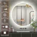 40 Inch Round LED Mirror, Backlit Round Lighted Bathroom Mirror,Large Circle Vanity Wall Mounted, Anti-Fog, Dimmable, 3000K/4500K/6000K