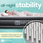 EZ INFLATE Air Mattress with Built in Pump - King Size Double-High Inflatable Mattress with Flocked Top - Easy Inflate, Waterproof, Portable Blow Up Bed for Camping & Travel