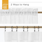 RYB HOME Short White Linen Curtains 45 inches Long, Cortinas para Cuarto Semi Sheer Curtains Rod Pocket Bedroom Kitchen Bathroom Window, White, W 52 x L 45, Set of 2