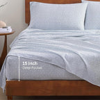 LANE LINEN 100% Organic Cotton Twin Sheets Set - 3 PC Bedding Sheets & Pillowcases - Breathable & Cooling Bed Sheets - Deep Pocket up to 15", Sheets for Twin Size Bed: Polka Dot (Blue)