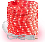 Brizled Rope Lights Outdoor, 18ft 216 LED Red Christmas Rope Lights Connectable, 120V Plugin Red Christmas Light Waterproof Clear Tube Lighting Indoor for Xmas Patio Garden Party Home Decorations