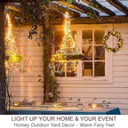 Bright Zeal 66 Ft 200 LED 8 Mode Christmas Fairy Lights Battery Operated with Remote - Warm White Multifunction Christmas Lights with Timer -Dimmable Flashing Chasing Twinkle Lights Outdoor