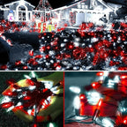 KOUQIYA Battery Operated Christmas Lights 2 Pack, 17ft 50 LED Mini String Light with Auto-Timer 8 Modes Waterproof Tree Lights (Red&White)