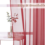 NICETOWN Sheer Window Curtains Panels - Lighter Filtering Thin Soft Home Decor Fashion Ring Top Voile Window Draperies for Living Room/Master Bedroom (W54 x L96 Inches, Haute Red, 1 Pair)