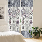 Ambesonne Geometric Floral Window Curtains, Classic Marble Print Ornate Leafy Flowers and Futurist Stripes, Lightweight Decor 2-Panel Set with Rod Pocket, Pair of - 28" x 63", Ceil Blue Laurel Green