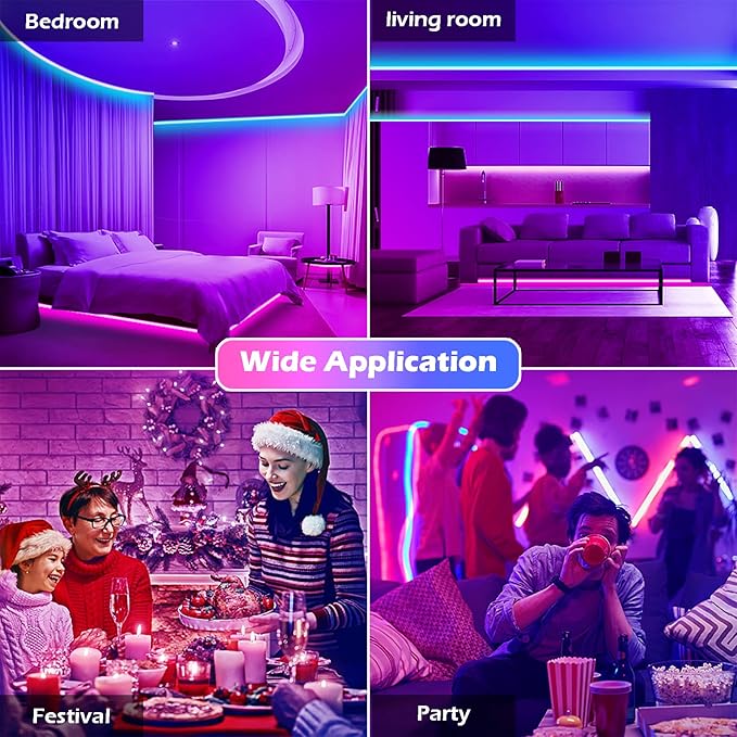 Led Strip Lights, 300ft/90m Long Smart Led Light Strips Music Sync 5050 RGB Color Changing Rope Lights,Bluetooth APP/IR Remote/Switch Box Control Led Lights for Bedroom,Home Decoration,Party,Festival