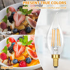GoBright E12 LED Candelabra Bulbs 60 watt Equivalent, 2700K Soft Warm White Dimmable Chandelier Light Bulbs, 6W 630LM Flame Tip Candle Light Bulbs for Ceiling Fan, Home Decor, 12-Pack