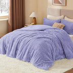 BEDELITE Fleece King Comforter Set -Super Soft & Warm Fluffy Lavender Bedding, Luxury Fuzzy Heavy Bed Set for Winter with 2 Pillow Cases