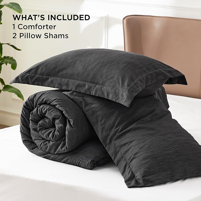 Bedsure California King Comforter Set - Black Soft Bedding for All Seasons, Cationic Dyed Bed Set, 3 Pieces, 1 California King Size Comforter (104"x96") and 2 Pillow Shams (20"x36"+2")