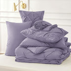 Bedsure Twin Comforter Set Grayish Purple - Bed in a Bag Twin Size Bedding 5 Pieces, GentleSoft™ Pintuck Bed Set Gift for Family, Pinch Pleat Grayish Purple Comforter with Sheets, Pillowcase & Sham