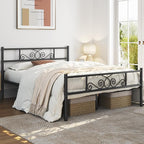Yaheetech Full Bed Frames Metal Platform Bed with Headboard and Footboard for Bedrooms No Box Spring Needed Easy Assembly, Black/Full Bed