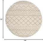 SAFAVIEH Arizona Shag Collection Area Rug - 9' Round, Ivory & Beige, Moroccan Design, Non-Shedding, 1.6-inch Thick, Ideal for High Traffic Areas in Living Room, Bedroom (ASG741A-9R)