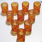 Woho 12Pcs Amber Votive Candle Holders, Glass Amber Candle Holder for Fall Wedding, Boho Tea Lights Candle Holder for Halloween Thanksgiving Centerpieces Table Decoration