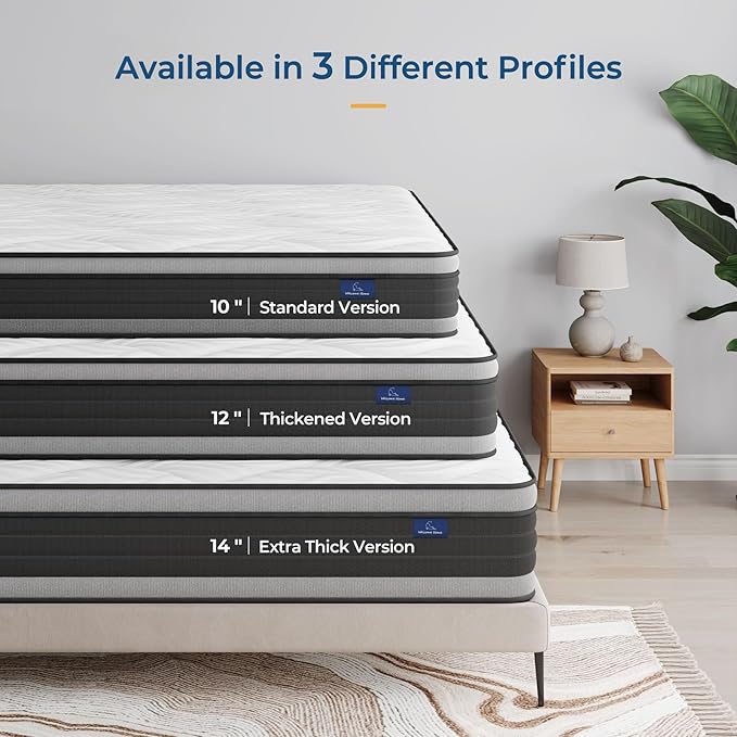 Vesgantti Twin Mattress, 12 Inch Hybrid Twin Size Mattress in a Box, Memory Foam and Individually Pocket Spring, Innerspring Mattress for Pressure Relief and Supportive, Medium Firm