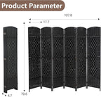Room Divider 6 Panel Folding Privacy Divider 6 Ft Indoor Wall Divider Portable Partition Wood Screen, Black