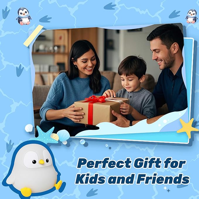Penguin Gifts, Cute Penguin Night Light, Animal Silicone Nursery Lamp with Dimming and Timing Function, Cute Decor Lights