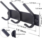 WEBI Coat Rack Wall Mounted,3 Coat Hooks for Hanging Coats,Heavy Duty Metal Hook Rack Hook Rail Coat Hanger Wall Coat Rack with Hooks for Clothes Entryway Jacket,Black,2 Packs
