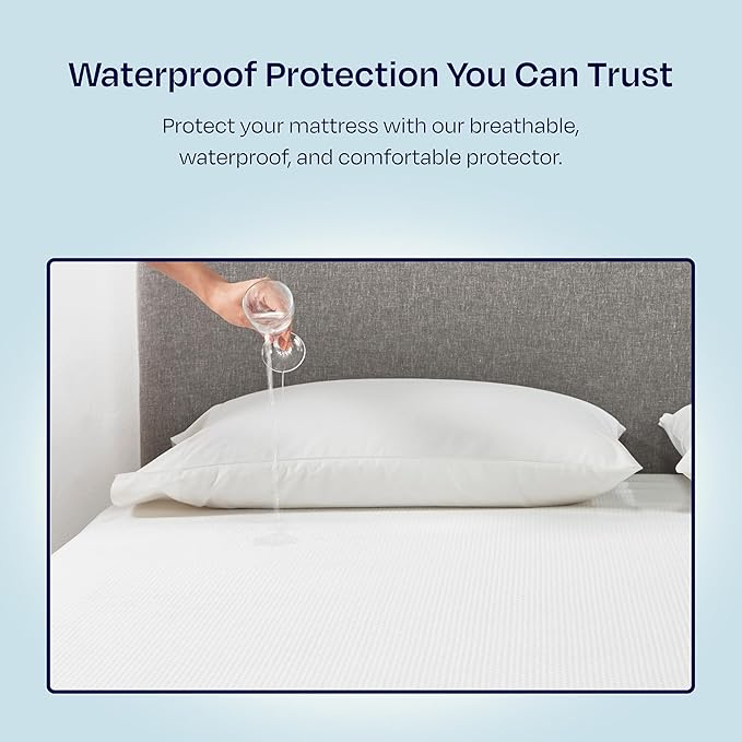 California Design Den Premium Waterproof Mattress Protector for Full Size Bed - Soft, Cooling, Noiseless, Machine Washable, Fitted Mattress Cover with 8-20 Inch Deep Pockets