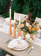 Vixdonos Taper Candle Holders Metal Candlestick Holders Set of 3 Table Mantel Decorative Candle Stand for Dinning,Party，Wedding,Home Decor(Pink Orange)