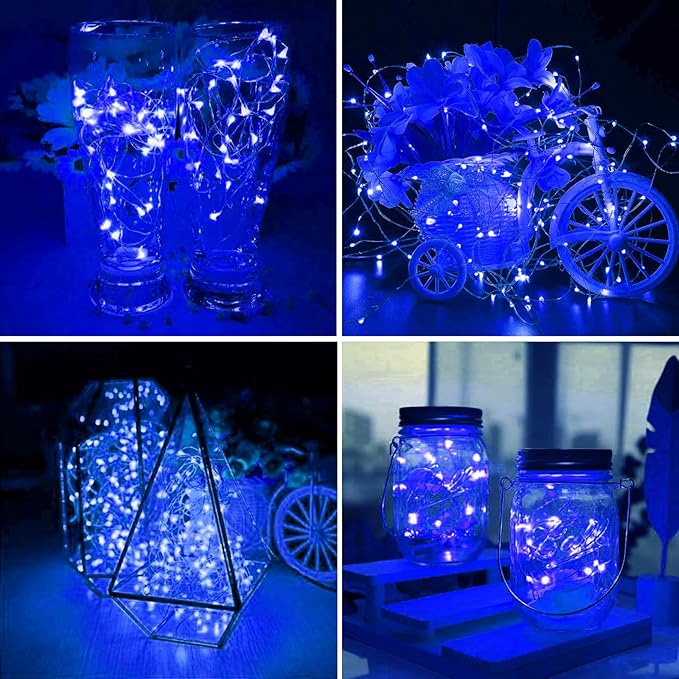 ZGWJ 12 Pack Fairy Lights Battery Operated, 7ft 20 Mini LED Fairy String Lights Silver Wire 3 Modes for DIY, Parties, Wedding, Bedroom, Halloween Christmas Decoration Colorful and Blue