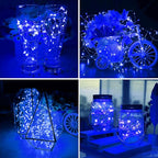 ZGWJ 24 Pack Fairy Lights Battery Operated, 7ft 20 Mini LED Fairy String Lights Silver Wire 3 Modes for DIY, Parties, Wedding, Bedroom, Halloween Christmas Decoration Colorful and Blue
