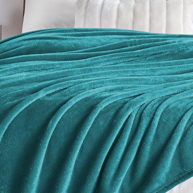 Walensee Fleece Blanket Plush Throw Fuzzy Lightweight (Throw Size 50x60 Teal) Super Soft Microfiber Flannel Blankets for Couch, Bed, Sofa Ultra Luxurious Warm and Cozy for All Seasons