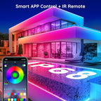 200Ft Outdoor LED Strip Lights Waterproof,Music Sync RGB IP68 Outside Led Light Strips Waterproofs with App and Remote,Exterior Led Rope Lights Waterproof for Deck,Balcony,Roof,Garden,Pool