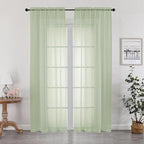 OWENIE Sheer Curtains 84 inches Long 2 Panels Set for Bedroom Living Room, Soft Solid Living Room Rod Pocket Light Filtering Curtains, 2 Pcs Each 42“ W x 84" L, Light Green