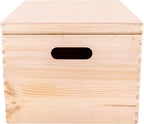 XXL Large Plain Wooden Box Storage with Hinged Lid | 15.8x11.8x9.44 inches (+-0.5) | Handles | Unpainted Gift | Product NOT Intended for 15 Years OR Below