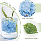 Waipfaru 21" Real Touch Blue Hydrangea Artificial Flowers with Long Stem & Leaves, Full Latex Faux Hydrangea Flowers for Home Decor Party Floral Arrangements Wedding Bouquets Centerpieces, 4Pcs