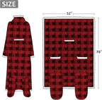 Catalonia Sherpa Wearable Blanket with Sleeves & Foot Pockets for Adult Women Men, Comfy Snuggly Wrap Sleeved Throw Blanket Robe, Gift Idea, Red Checker Plaid