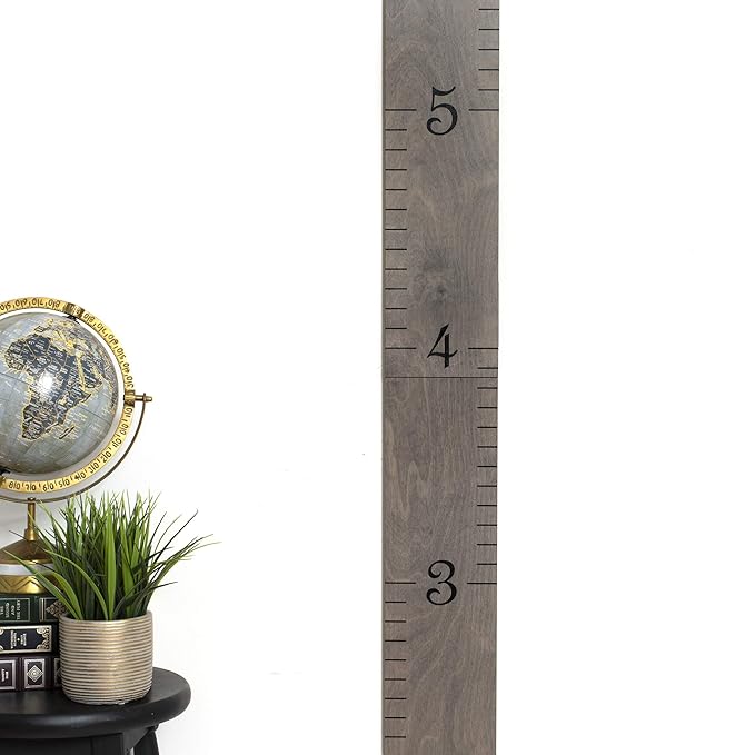 HEADWATERS STUDIO Wooden Growth Chart for Wall - Height Growth Chart for Kids, Kid Height Wall Chart, Height Measurement for Wall, Height Chart for Kids - Love Grows Here, Skinny Grey (63""x5.75"")