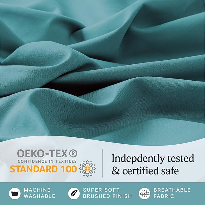 LuxClub 4 PC Full Sheet Set, Breathable Luxury Bed Sheets, Deep Pockets Wrinkle Free Cooling Bed Sheets Machine Washable Hotel Bedding Silky Soft - Teal Full