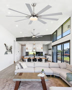 72 Inch Ceiling Fans with Lights,Large Modern Ceiling fan with Remote and 9 Wooden Blades,Dimmable,6 Speeds,Noiseless Reversible Indoor&Outdoor Fan for Bedroom,Patio,Living Room