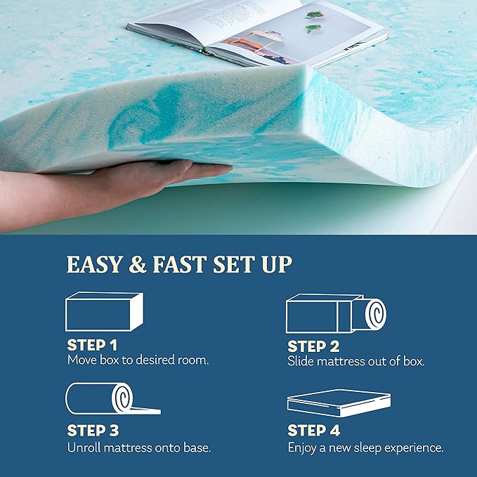EGO Topper 3 Inch King Memory Foam Mattress Topper, Gel Foam Mattress Topper for Pressure Relief, Ventilated Design Bed Topper in a Box, CertiPUR-US Certified, 76"×80", Medium