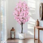 Pink Artificial Cherry Blossoms Tree Faux Cherry Blossom Tree Indoor Beautiful Trees for Home Decor