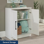 Sauder HomePlus Small Kitchen Pantry Storage Cabinet with Adjustable Shelves, Laundry Bathroom Storage Cabinet, Soft White Finish
