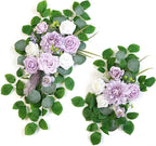 Flrunwu(Pack of 2 Artificial Flowers Decorations,Centerpieces for Wedding Reception Backdrop Decoration, Floral Decor Wall Home Entryway OutdoorDecorations (Purple)