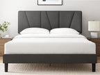 ZINUS Full Maya Upholstered Bed Frame with Asymmetric Headboard, Durable Wooden Slats, Sturdy Framework, Noise Free Sleep, No Box Spring Needed, Easy Assembly, Eco Friendly Packaging, Dark Grey
