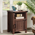 Night Stand, 18 Inch Farmhouse Nightstand with with Charging Station and USB Port, Rustic Couch End Table with Magnetic Door, Wood Bed Side Tables for Bedroom, Home, Brown Walnut