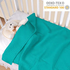 PHF Pre-Washed Cotton Waffle Weave Blanket Baby Size,Snag Proof Throw for Spring Summer,Lightweight Breathable 30x40,Oeko-TEX Certified for Bed,Machine Washable, Home Decor Gift，Teal