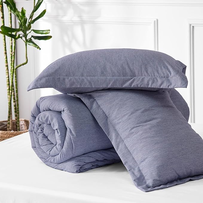 Bedsure California King Comforter Set - Denim Grey Soft Bedding for All Seasons, Cationic Dyed Bed Set, 3 Pieces, 1 California King Size Comforter (104"x96") and 2 Pillow Shams (20"x36"+2")