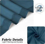 Chyhomenyc Stone Blue Sheer Valances for Windows 2 Pack, 42Wx14L Inches Small Valance for Living Room Bathroom Cafe Laundry Basement, Elegant Haze Blue Voile Valance