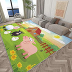 Area Rugs for Living Room 8x10 ft Cartoon Farm Sheep Pig Non Slip Area Rug, Ultra Soft Low-Pile Floor Carpet, Durable Washable Rug for Bedroom, Dining Room, Home Office