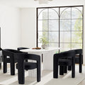 Modern Barrel Dining Chairs Set of 5, Velvet Upholstered Accent Side Chair with Arms Comfy Makeup Vanity Chairs, Dining Living Room Kitchen Chairs, Black