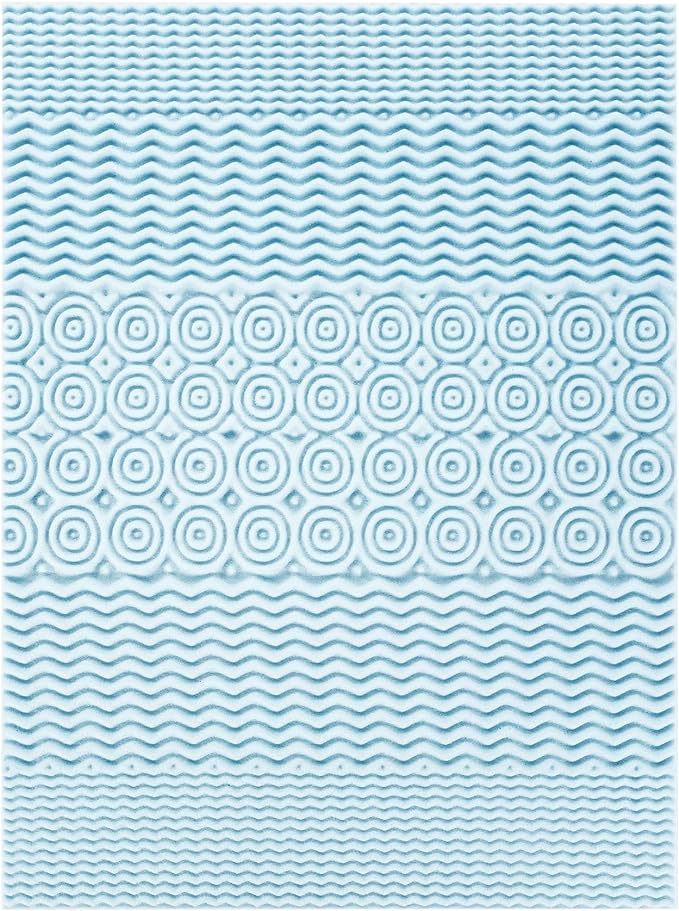 Mellow 1.5 Inch 5-Zone Memory Foam Mattress Topper, Cooling Gel Infusion, Queen, Blue
