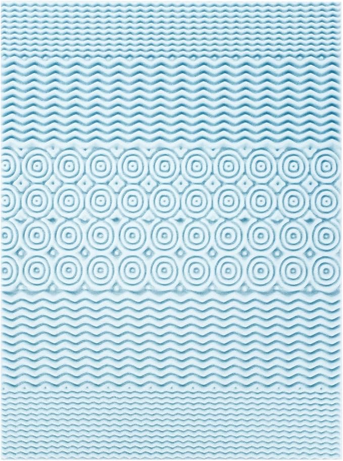 Mellow 4 Inch 5-Zone Memory Foam Mattress Topper, Cooling Gel Infusion, Dorm Essentials, Short Queen Blue
